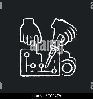 Hobby Electronics craie icône blanche sur fond noir Illustration de Vecteur
