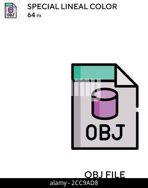 Fichier OBJ icône spéciale de vecteur de couleur de ligne. Modèle de conception de symbole d'illustration pour élément d'interface utilisateur Web mobile. Illustration de Vecteur