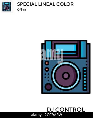 DJ control icône spéciale de vecteur de couleur linéaire. Modèle de conception de symbole d'illustration pour élément d'interface utilisateur Web mobile. Illustration de Vecteur