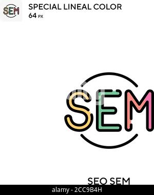 SEO sem icône spéciale de vecteur de couleur linéaire. Modèle de conception de symbole d'illustration pour élément d'interface utilisateur Web mobile. Illustration de Vecteur