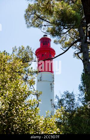 Cale-Cap-Ferret (sud-ouest de la France) : phare de Cap Ferret dans la baie d'Arcachon Banque D'Images