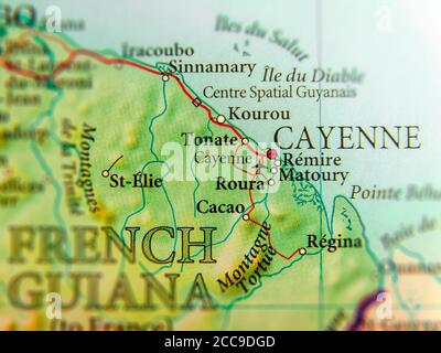 Carte géographique du Guyana pays avec des villes importantes Banque D'Images