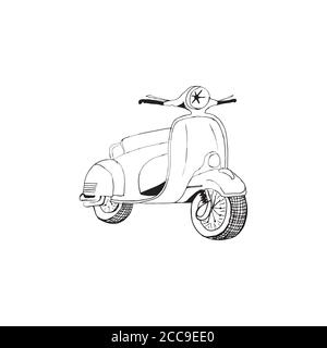 scooter, plat. Mobylette pour livraison, scooter pour le tourisme. Transport urbain économique et écologique. Illustration. Illustration de Vecteur