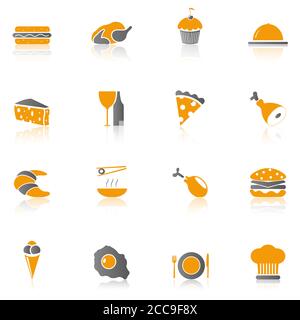 Illustration de différents types d'icônes alimentaires isolées sur un arrière-plan blanc Banque D'Images