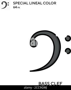 Bass clef icône spéciale de vecteur de couleur de ligne. Modèle de conception de symbole d'illustration pour élément d'interface utilisateur Web mobile. Illustration de Vecteur