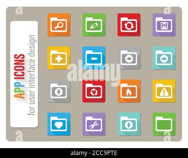 Dossiers icons set Illustration de Vecteur