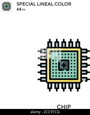 Chip icône de vecteur de couleur spécial de l'épaisseur de ligne. Modèle de conception de symbole d'illustration pour élément d'interface utilisateur Web mobile. Illustration de Vecteur