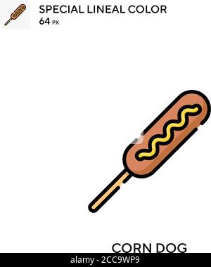 Chien de maïs icône spéciale de vecteur de couleur de lineal. Modèle de conception de symbole d'illustration pour élément d'interface utilisateur Web mobile. Illustration de Vecteur