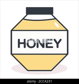 Un pot de miel frais de fleur avec étiquette Illustration de Vecteur