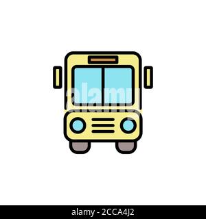 Icône de couleur de bus ligne fine, linéaire, contour. Signe simple, logo. Panneau de bus. Image de transport. Symbole de navigation publique pour les graphiques d'information, les sites Web et le prin Illustration de Vecteur