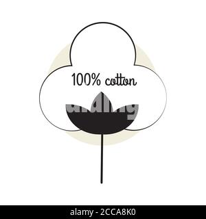 100 icône en coton, badge 100 % coton pour l'illustration vectorielle du design de l'emballage Illustration de Vecteur