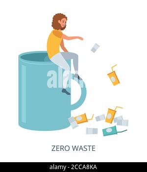 Concept Zero Waste, illustration vectorielle plate en gros plan Illustration de Vecteur