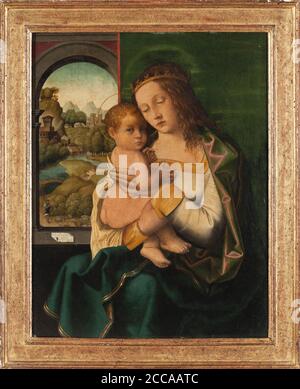 La Vierge et l'enfant. Musée : COLLECTION PRIVÉE. Auteur: BARTOLOMEO VENETO. Banque D'Images