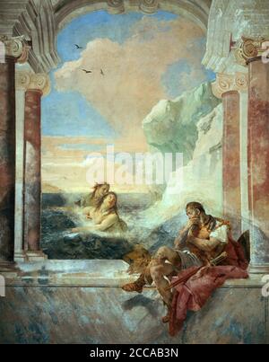 Thetis consolant l'Achille. Musée: Villa Valmarana ai Nani, Vicenza. AUTEUR: GIOVANNI BATTISTA TIEPOLO. Banque D'Images