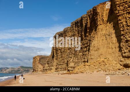 Falaises spectaculaires près de Burton Freshwater Bay le long du South West Coast Path, sur la côte jurassique, Dorset, Angleterre, Royaume-Uni Banque D'Images