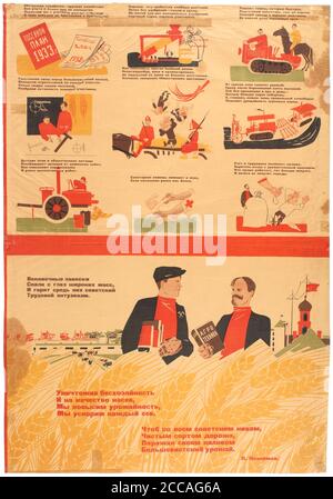 Plans de collectivisation pour 1933. Musée : COLLECTION PRIVÉE. Auteur: Viktor Nikolaevitch Deni (Denisov). Banque D'Images