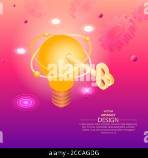 Clé de l'idée innovante. Découverte.progrès technique. Créativité de la pensée.3D. Isométrie. Arrière-plan numérique moderne. Illustration vectorielle dans Fla Illustration de Vecteur