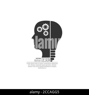 Le concept de créativité de l'idée dans la tête. Esprit innovant. Pensées créatives. L'emplacement du texte. Minimalisme. Une illustration vectorielle en fl Illustration de Vecteur