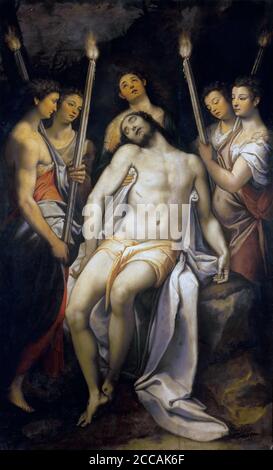 Christ mort soutenu par les Anges. Musée : Galleria Borghese, Rome. Auteur: FEDERICO ZUCCARI. Banque D'Images