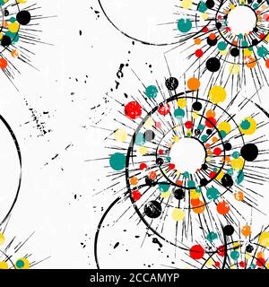 motif d'arrière-plan transparent, avec cercles/points, lignes, traits et éclaboussures Illustration de Vecteur