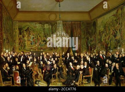 Le salon d'Alfred Emilien, Comte de Nieuwerkerke (1811-1892) au Louvre. Musée : Musée national du château de Compiègne. Auteur: François-August Biard. Banque D'Images