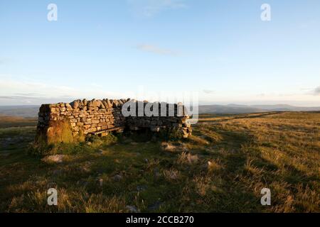 L'abri au sommet de Great Shunner est tombé dans les Yorkshire Dales, au Royaume-Uni Banque D'Images