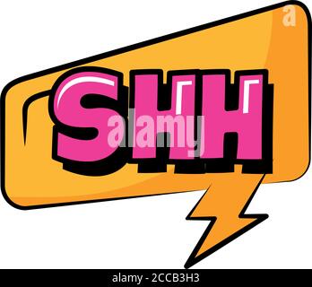 bulle de parole avec shh word pop art vecteur de style plat conception de l'illustration Illustration de Vecteur