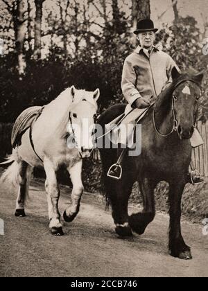 Poney blanc du roi George V, démonté après la mort du monarque à Sandringham, Norfolk, le 20 janvier 1936. Banque D'Images