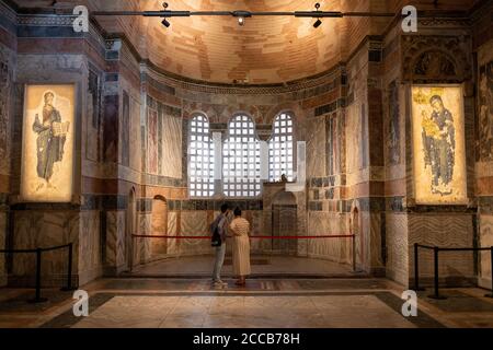 Vue de l'intérieur de l'église du Saint-Sauveur à Chora, connue sous le nom de musée Kariye, est une église orthodoxe grecque byzantine médiévale conservée sous le nom de Chora. Banque D'Images