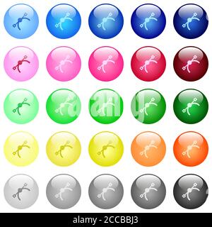 Icônes de symboles vectoriels dans un jeu de 25 couleurs sphériques brillantes boutons Illustration de Vecteur