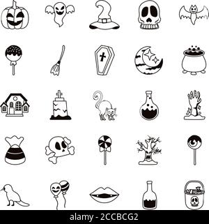 lot de vingt-cinq icônes de la série halloween dessin vectoriel d'illustration Illustration de Vecteur