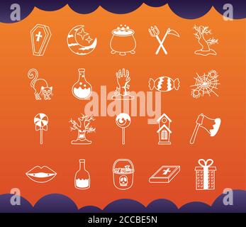 lot de vingt icônes de jeu d'halloween dessin vectoriel d'illustration Illustration de Vecteur