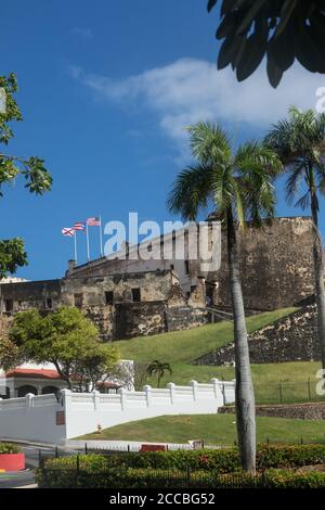 Castillo San Cristobal, une partie des défenses du vieux San Juan, Porto Rico, était la plus grande fortification européenne jamais construite dans les Amériques. Nationale Banque D'Images