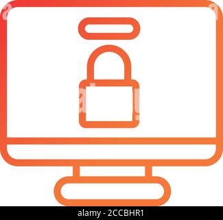 ordinateur de bureau avec cadenas dégradé style icône dessin vectoriel Illustration de Vecteur