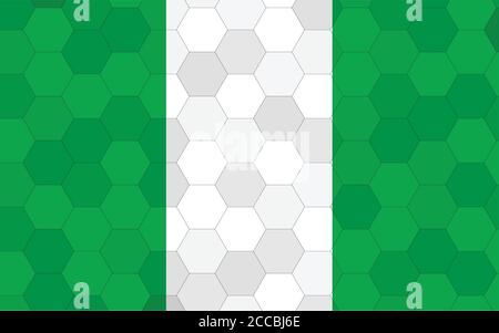 Illustration du drapeau du Nigeria. Drapeau nigérian futuriste avec vecteur abstrait d'arrière-plan hexagonal. Le drapeau national du Nigeria symbolise l'indépendance. Illustration de Vecteur