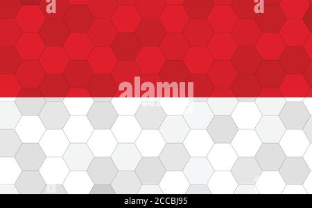 Illustration du drapeau Monaco. Drapeau monégasque futuriste avec vecteur abstrait d'arrière-plan hexagonal. Le drapeau national de Monaco symbolise l'indépendance. Illustration de Vecteur