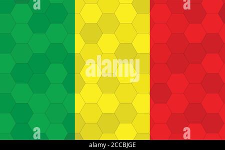 Illustration du drapeau Mali. Drapeau malien futuriste avec vecteur abstrait d'arrière-plan hexagonal. Le drapeau national du Mali symbolise l'indépendance. Illustration de Vecteur