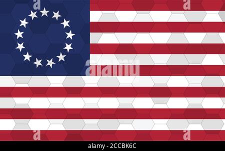 Illustration de l'indicateur USA. Drapeau américain futuriste avec vecteur abstrait d'arrière-plan hexagonal. Le drapeau national des États-Unis symbolise l'indépendance. Illustration de Vecteur