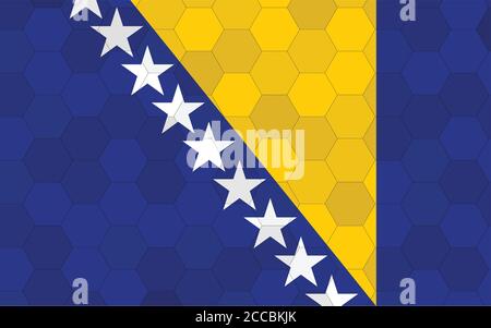 Illustration du drapeau de Bosnie-Herzégovine. Drapeau bosniaque futuriste avec vecteur abstrait d'arrière-plan hexagonal. Bosnie-Herzégovine fla nationale Illustration de Vecteur