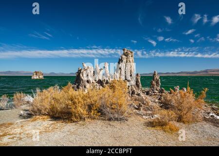 Tours de tuf, Calcium-Carbonate Flèches et boutons. Lac Mono, Californie Banque D'Images