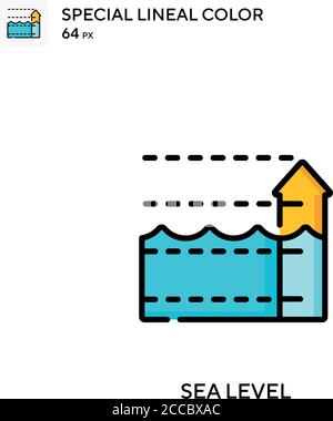 Niveau de la mer icône de couleur spéciale du lineal. Modèle de conception de symbole d'illustration pour élément d'interface utilisateur Web mobile. Pictogramme moderne de couleur parfaite sur contour modifiable. Illustration de Vecteur