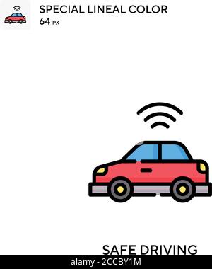 Sécurité de conduite icône de couleur spéciale. Modèle de conception de symbole d'illustration pour élément d'interface utilisateur Web mobile. Pictogramme moderne de couleur parfaite sur le panneau de distribution modifiable Illustration de Vecteur