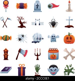 lot de vingt-cinq icônes de collection de jeux d'halloween illustration vectorielle conception Illustration de Vecteur