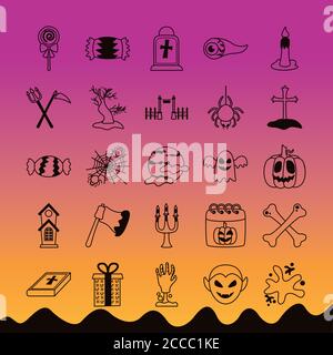 lot de vingt-cinq icônes de collection de jeux d'halloween illustration vectorielle conception Illustration de Vecteur