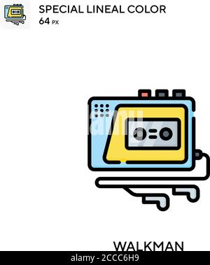 Icône de couleur spéciale WALKMAN ®. Modèle de conception de symbole d'illustration pour élément d'interface utilisateur Web mobile. Pictogramme moderne de couleur parfaite sur contour modifiable. Illustration de Vecteur