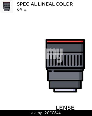 Icône de couleur spéciale de lineal de lense. Modèle de conception de symbole d'illustration pour élément d'interface utilisateur Web mobile. Pictogramme moderne de couleur parfaite sur contour modifiable. Illustration de Vecteur