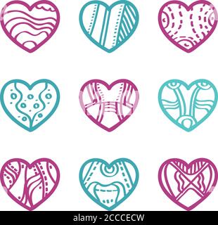 Coeurs dessinés à la main - illustration vectorielle Illustration de Vecteur