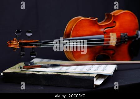 Encore-vie avec un violon Banque D'Images