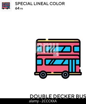 Bus à double étage icône de couleur spéciale. Modèle de conception de symbole d'illustration pour élément d'interface utilisateur Web mobile. Pictogramme moderne de couleur parfaite sur modifiable Illustration de Vecteur