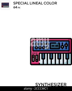Synthétiseur icône de couleur spéciale de ligne. Modèle de conception de symbole d'illustration pour élément d'interface utilisateur Web mobile. Pictogramme moderne de couleur parfaite sur le strok modifiable Illustration de Vecteur